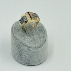 Julia Bordo Taşlı Gold Yüzük