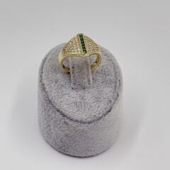 Nora Yeşil Taşlı Gold Yüzük