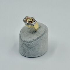 Vanesaa Gold Pembe ve Beyaz Taşlı Şövalye Yüzük