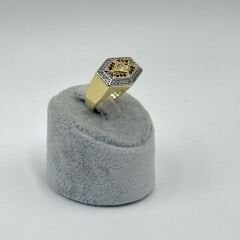 Vanesaa Gold Pembe ve Beyaz Taşlı Şövalye Yüzük