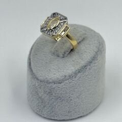 İris Gold Kare Taşlı Yüzük