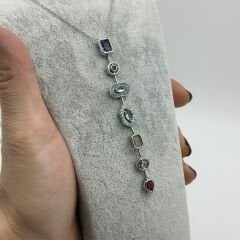 Gloria Sıralı Taşlı Gümüş Kolye