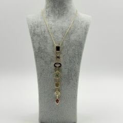 Gloria Sıralı Taşlı Gold Kolye