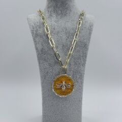 Arı Motifli Gold Kolye