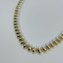 Vanesa İncili Taşlı Gold Premium Kolye