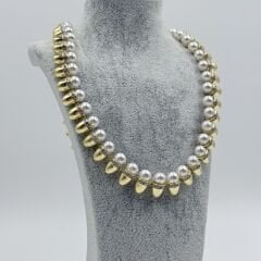 Vanesa İncili Taşlı Gold Premium Kolye