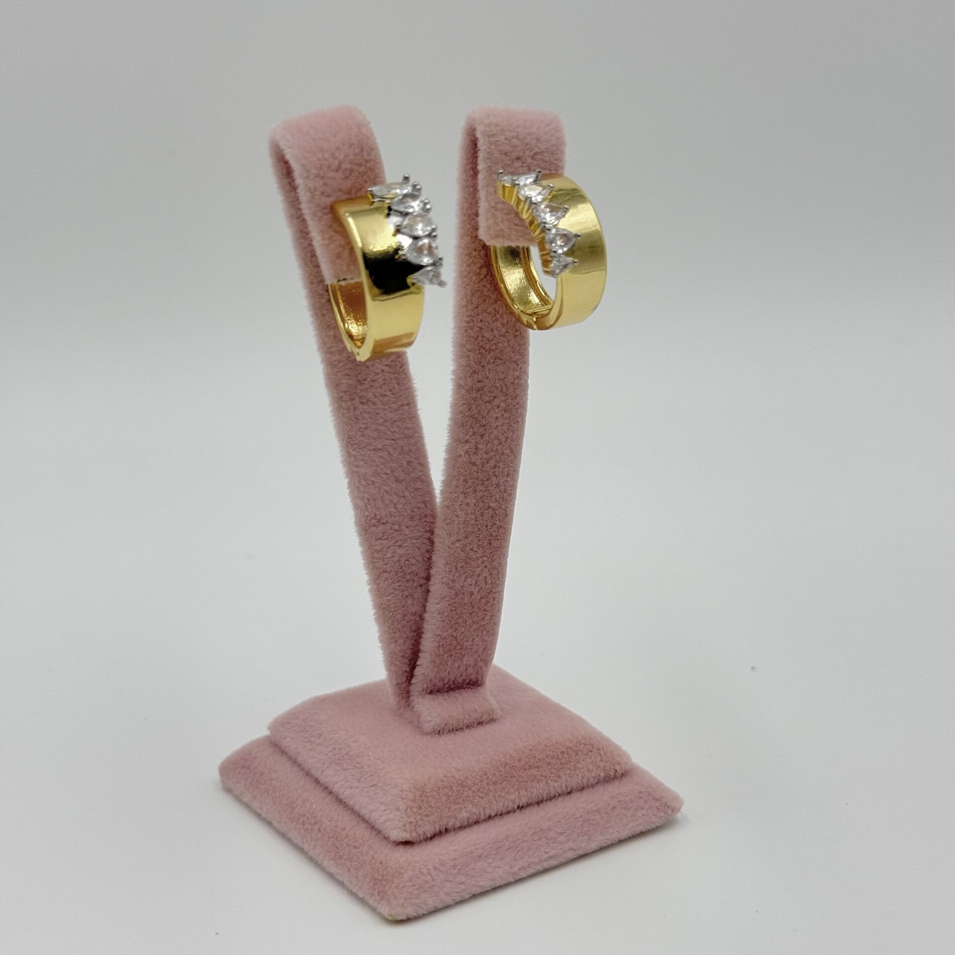 Jasmine Kenarı Taşlı Gold Halka Küpe