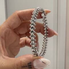 Cadtie Clus Taşsız Gümüş Rengi Bileklik