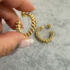 Cartie Taşsız Gold Rengi Tek Sıralı Küpe