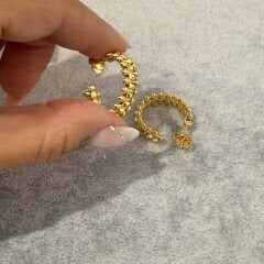 Cartie Taşsız Gold Rengi Tek Sıralı Küpe