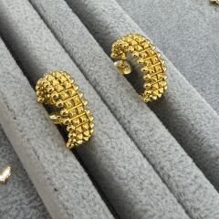 Cartie Clus Çift Sıralı Gold Küpe