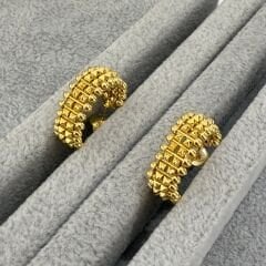 Cartie Clus Çift Sıralı Gold Küpe