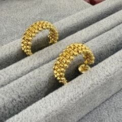 Cartie Clus Çift Sıralı Gold Küpe