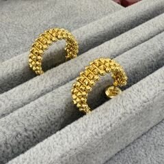 Cartie Clus Çift Sıralı Gold Küpe