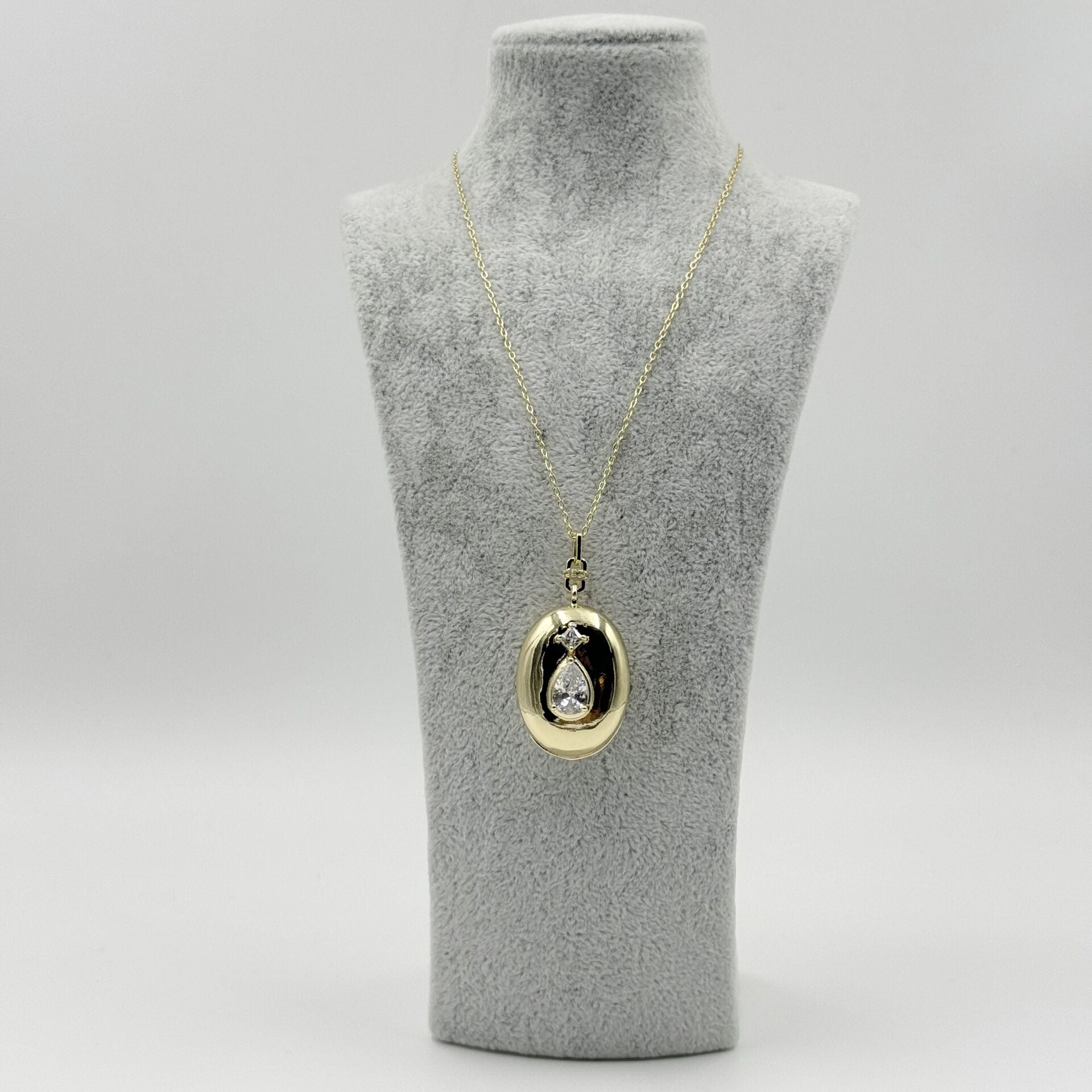 Alita Gold Taşlı Madalyon Kolye