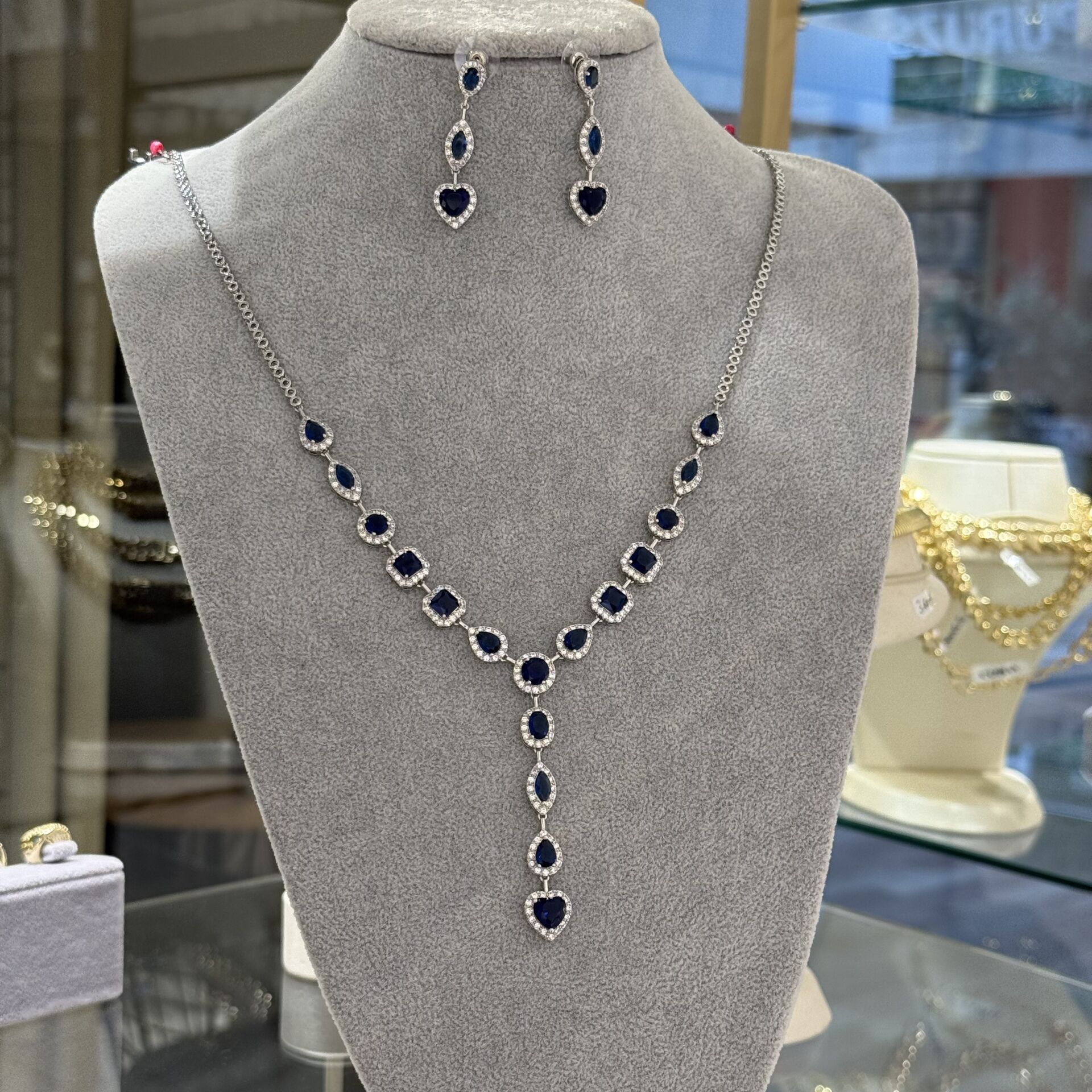 Mavi Taşlı Set