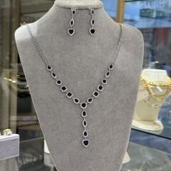Mavi Taşlı Set