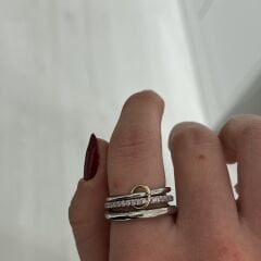 Minella Gümüş pembe 3 sıralı yüzük