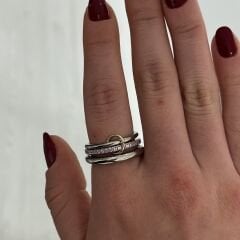 Minella Gümüş pembe 3 sıralı yüzük