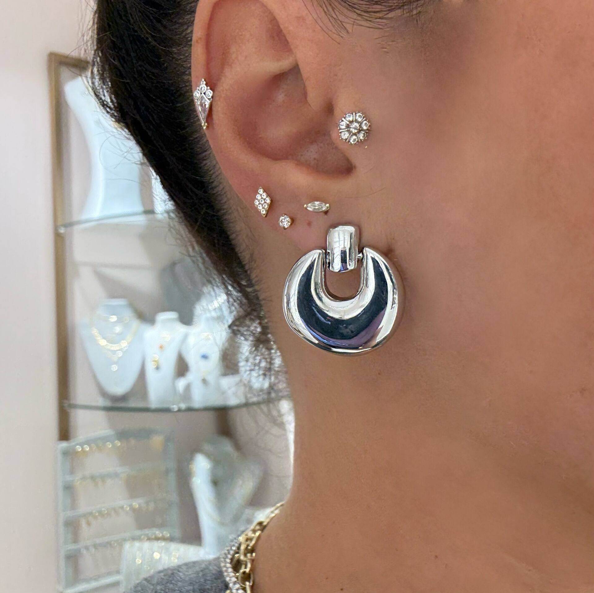 Lizi gümüş plaka küpe