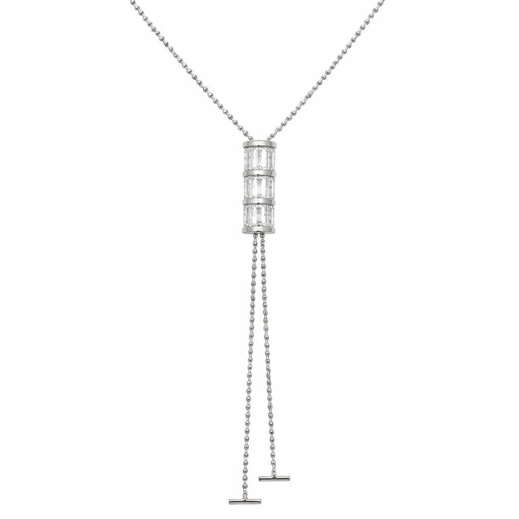 Sam Gümüş rengi Uzun Kolye