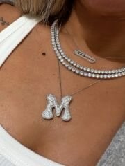 925 Ayar Gümüş Balon Harf Kolye