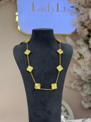 Çoklu Yonca Kolye Golda Gold