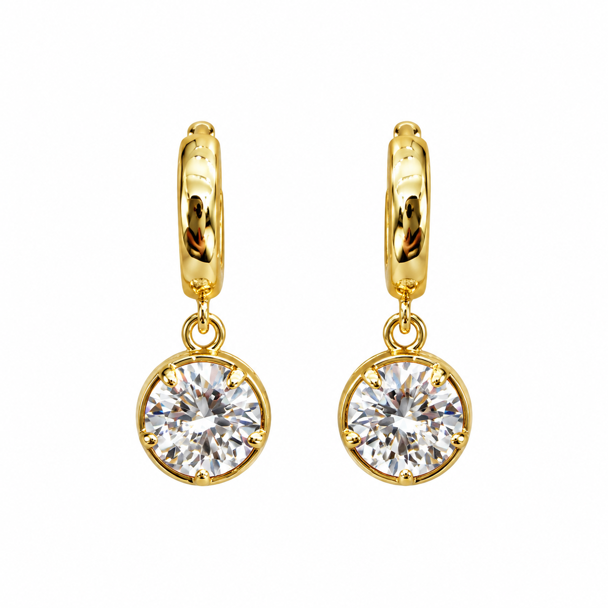 Zyon Taşlı Gold Küpe