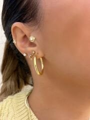 Gold Rengi Halka Küpe 925  Ayar