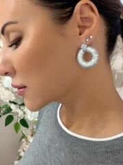 Elegant Serisi Halka Taşlı Küpe