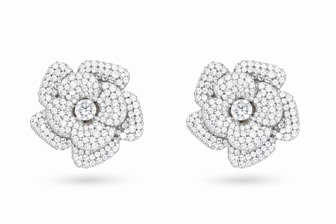 Elegant Serisi Taşlı Çiçek Küpe