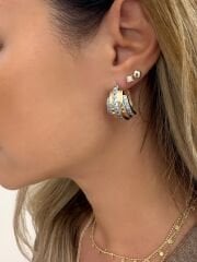 Liana 3 sıralı taşlı Küpe