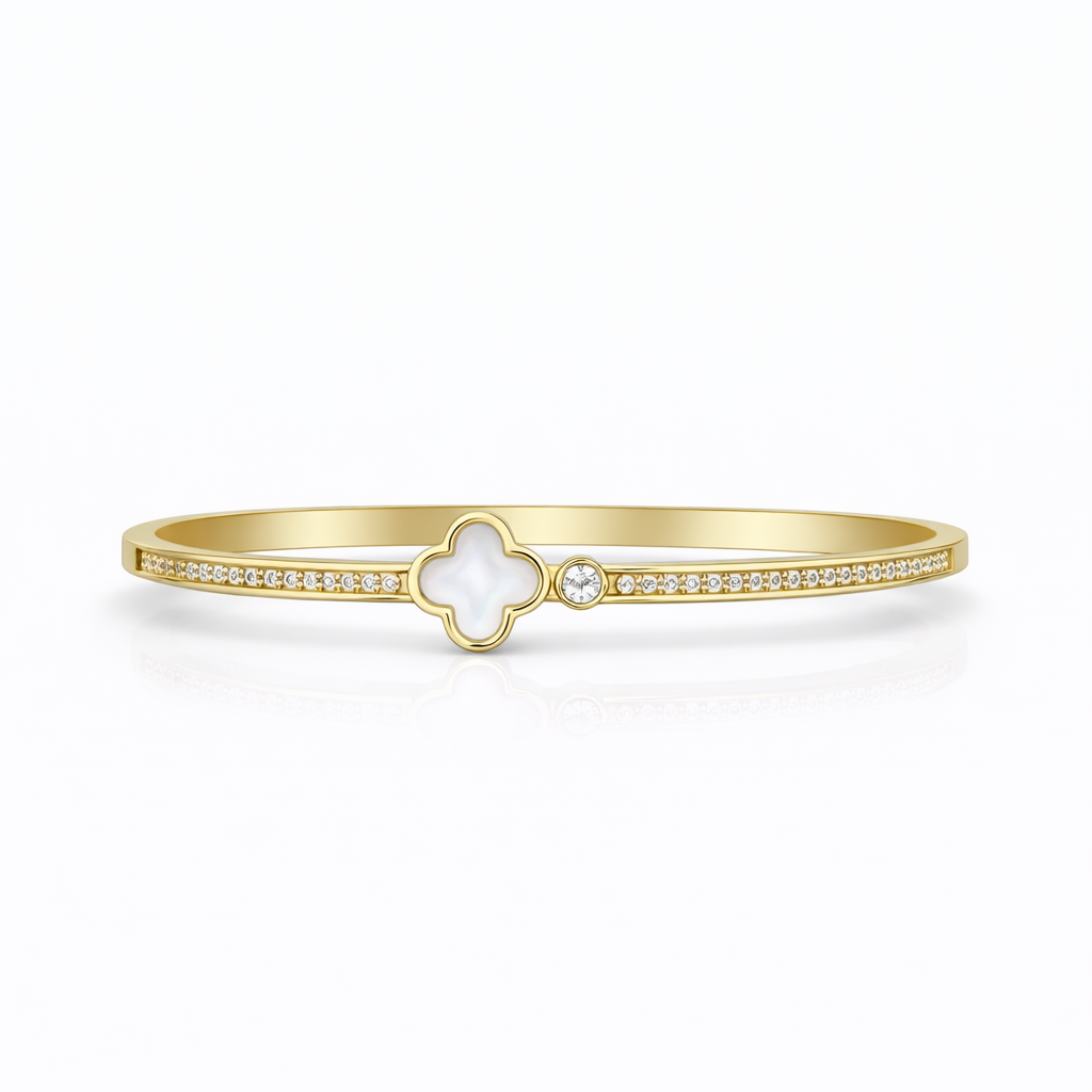 Beyaz Yonca Kelepçe Bileklik