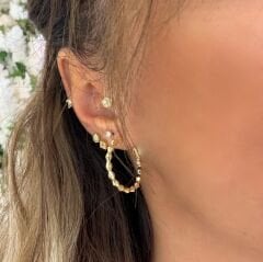 Halka topçuk gold küpe