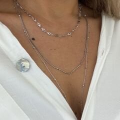 Gümüş rengi topçuk Uzun Zincir(90cm)