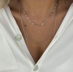 Gümüş rengi topçuk Uzun Zincir(90cm)