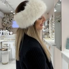 Krem rengi Peluş Saç Bandı&Boyunluk