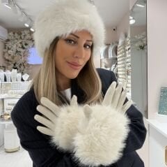 Krem Rengi Peluş Eldiven