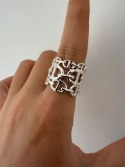 Gümüş Rengi 3 sıralı Herme Yüzük