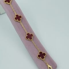 Yonca 5 li Bileklik Gold&Bordo