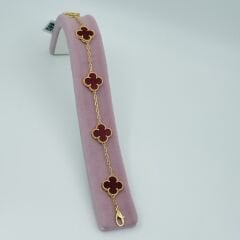 Yonca 5 li Bileklik Gold&Bordo
