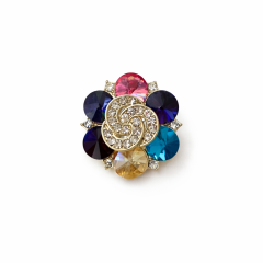 Renkli taşlı çiçek Broş