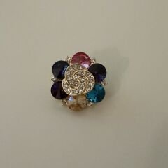 Renkli taşlı çiçek Broş