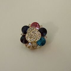 Renkli taşlı çiçek Broş