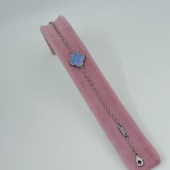 Yonca Tekli Bileklik Gümüş&Mavi