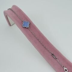 Yonca Tekli Bileklik Gümüş&Mavi