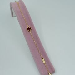 Yonca tekli küçük boy bileklik Gold&Bordo