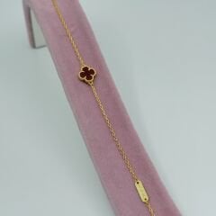 Yonca tekli küçük boy bileklik Gold&Bordo