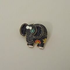 Çiçek motifli Siyah Fil