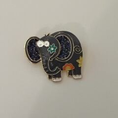 Çiçek motifli Siyah Fil